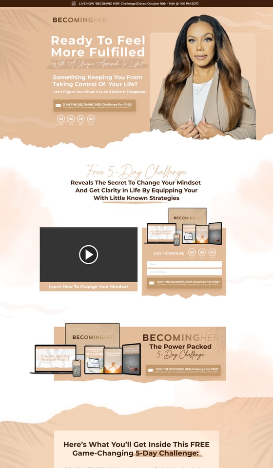 Women's mindset coaching challenge funnel design