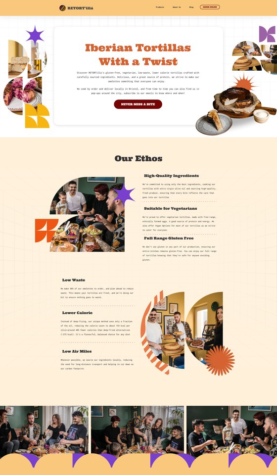 Artisan food brand landing page design