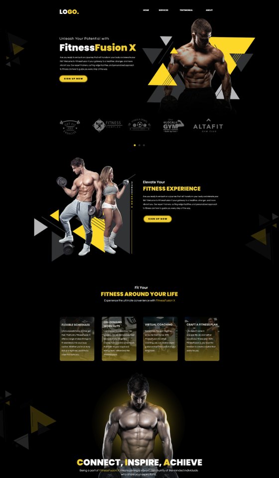 Fitness brand landing page design