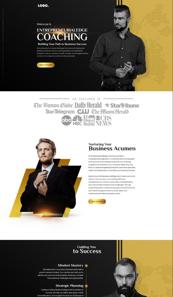 Executive coaching sales page design