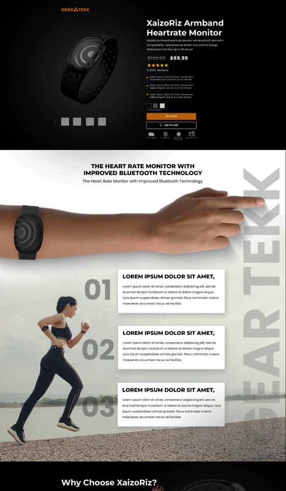 Wearable tech product page design